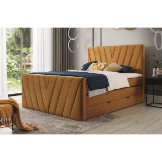 Ensemble boxspring complet 160x200 tête de lit + sommiers + matelas + surmatelas CANDY - velours luxe bronze