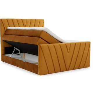 Ensemble boxspring complet 160x200 tête de lit + sommiers + matelas + surmatelas CANDY - velours luxe bronze