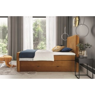 Ensemble boxspring complet 160x200 tête de lit + sommiers + matelas + surmatelas CANDY - velours luxe bronze