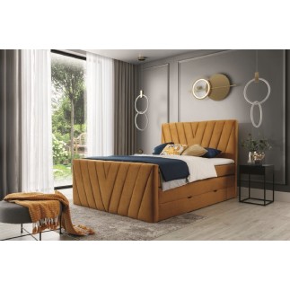 Ensemble boxspring complet 180x200 tête de lit + sommiers + matelas + surmatelas CANDY - velours luxe gris