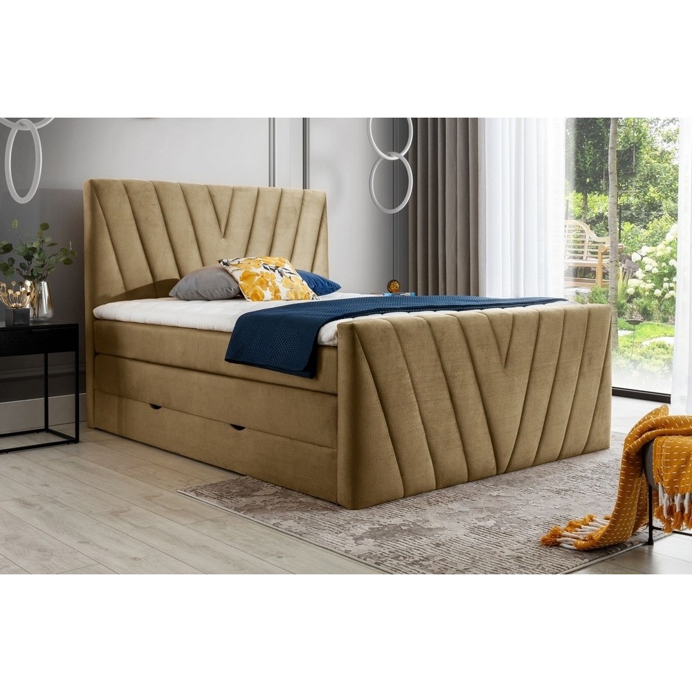 Ensemble boxspring complet 160x200 tête de lit + sommiers + matelas + surmatelas CANDY - velours luxe marron Ensemble boxspring complet 160x200 tête de lit + sommiers + matelas + surmatelas CANDY - velours luxe marron