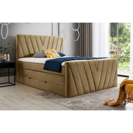 Ensemble boxspring complet 160x200 tête de lit + sommiers + matelas + surmatelas CANDY - velours luxe marron