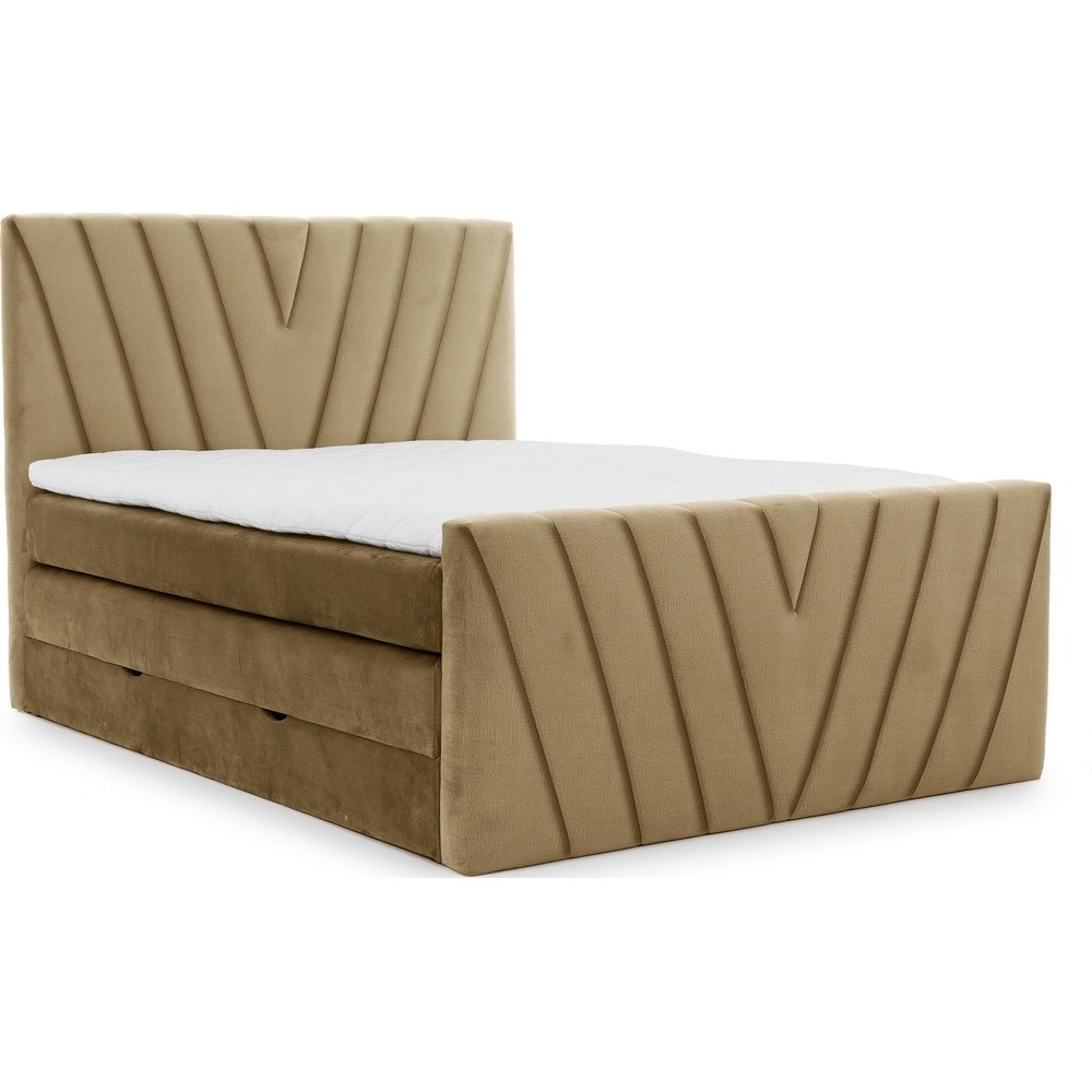 Ensemble boxspring complet 140x200 tête de lit + sommiers + matelas + surmatelas CANDY - velours luxe marron Ensemble boxspring complet 140x200 tête de lit + sommiers + matelas + surmatelas CANDY - velours luxe marron