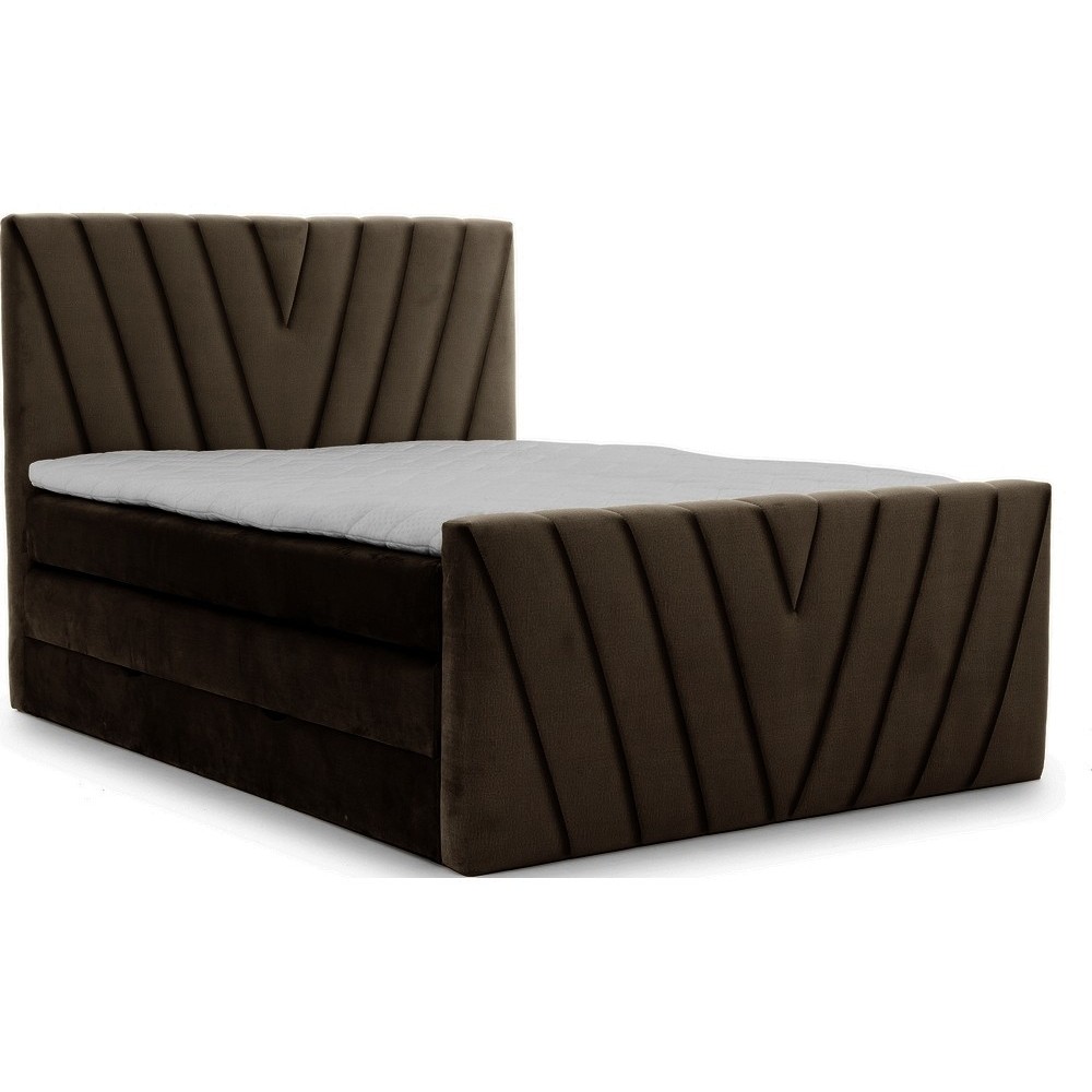 Ensemble boxspring complet 140x200 tête de lit + sommiers + matelas + surmatelas CANDY - velours luxe chocolat Ensemble boxspring complet 140x200 tête de lit + sommiers + matelas + surmatelas CANDY - velours luxe chocolat