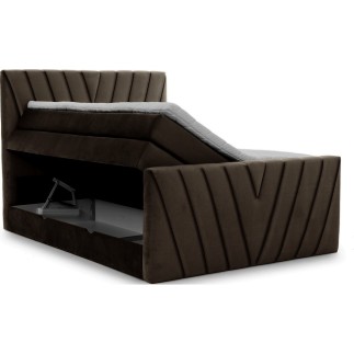 Ensemble boxspring complet 160x200 tête de lit + sommiers + matelas + surmatelas CANDY - velours luxe chocolat