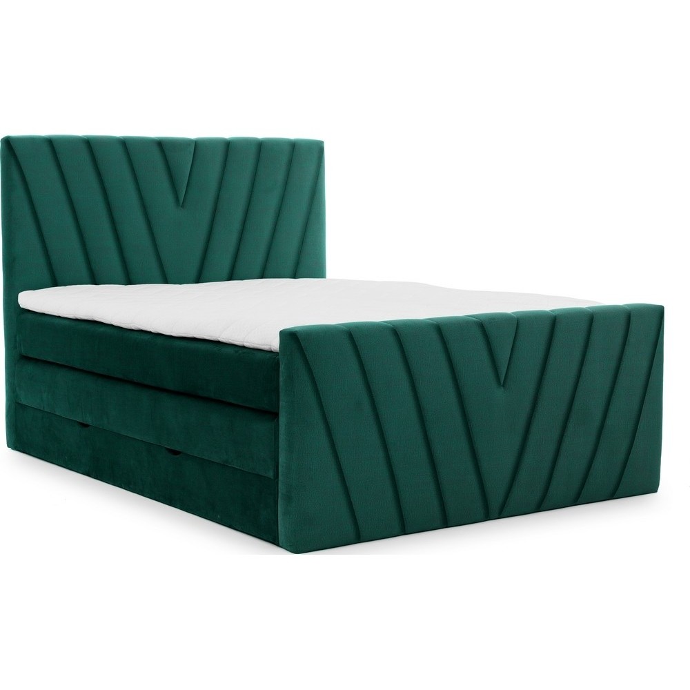 Ensemble boxspring complet 140x200 tête de lit + sommiers + matelas + surmatelas CANDY - velours luxe vert Ensemble boxspring complet 140x200 tête de lit + sommiers + matelas + surmatelas CANDY - velours luxe vert