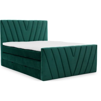 Ensemble boxspring complet 180x200 tête de lit + sommiers + matelas + surmatelas CANDY - velours luxe vert