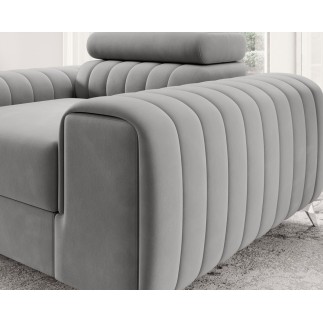 Fauteuil 1 place en tissu velours catégorie luxe, gris, LARIO