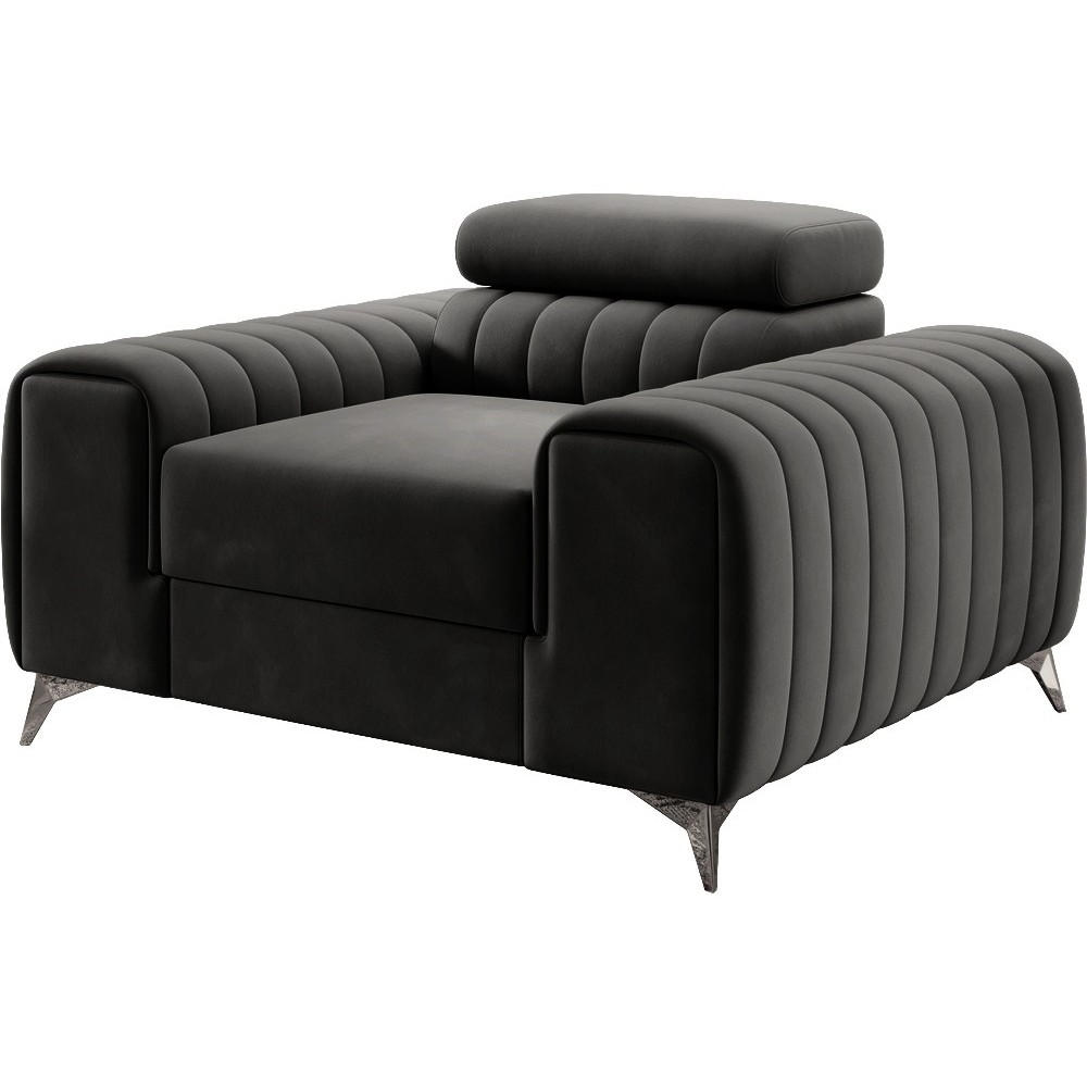 Fauteuil 1 place en tissu velours catégorie luxe, gris foncé, LARIO Fauteuil 1 place en tissu velours catégorie luxe, gris foncé, LARIO