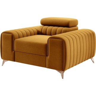Fauteuil 1 place en tissu velours catégorie luxe, bronze, LARIO