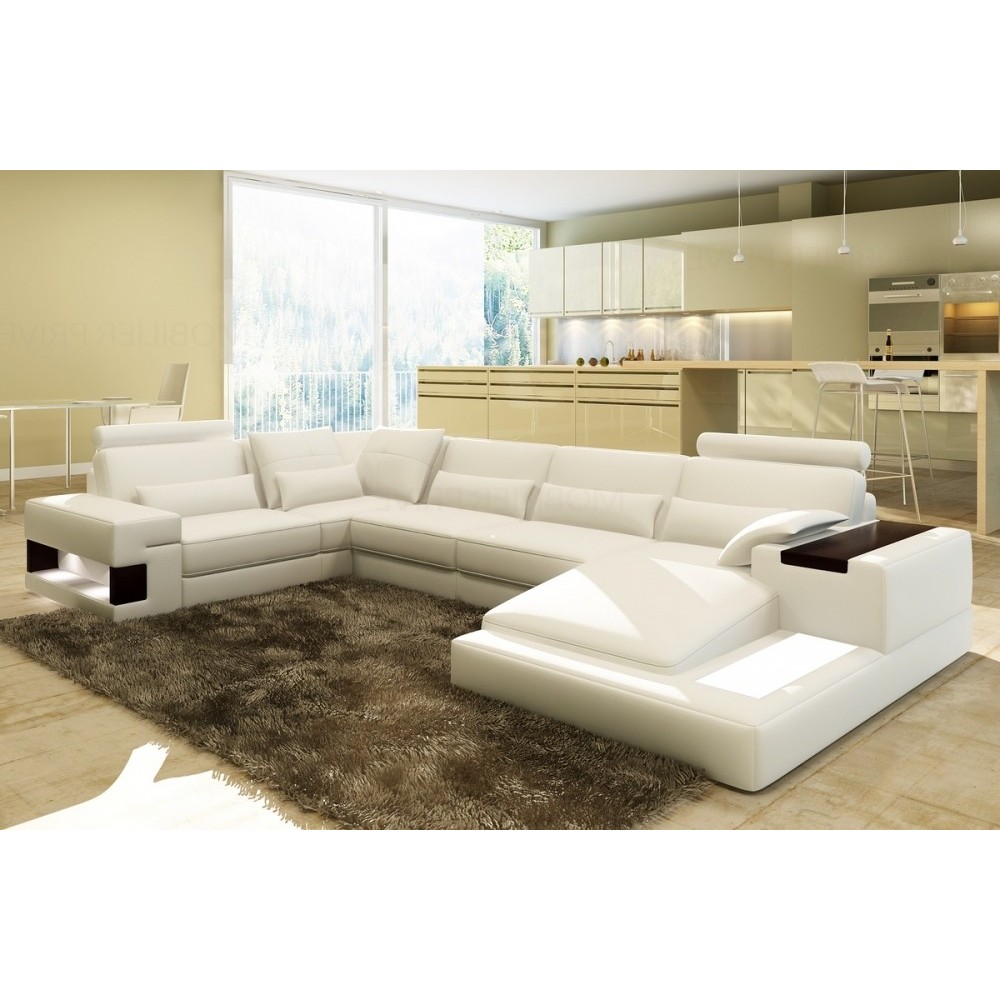 Canapé d'angle en cuir italien 7 places BEST, blanc, angle gauche Canapé d'angle en cuir italien 7 places BEST, blanc, angle gauche