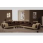 - Canapé d'angle en cuir italien 5/6 places PETIT EXCELIA, noir et blanc, angle gauche,