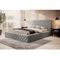 Lit 140x200 capitonné en velours luxe avec coffre, gris, PRIMO Lit 140x200 capitonné en velours luxe avec coffre, gris, PRIMO