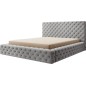 Lit 140x200 capitonné en velours luxe avec coffre, gris, PRIMO Lit 140x200 capitonné en velours luxe avec coffre, gris, PRIMO
