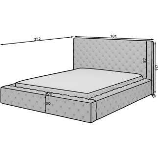 Lit 140x200 capitonné en velours luxe avec coffre, gris, PRIMO