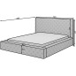 Lit 140x200 capitonné en velours luxe avec coffre, gris, PRIMO Lit 140x200 capitonné en velours luxe avec coffre, gris, PRIMO