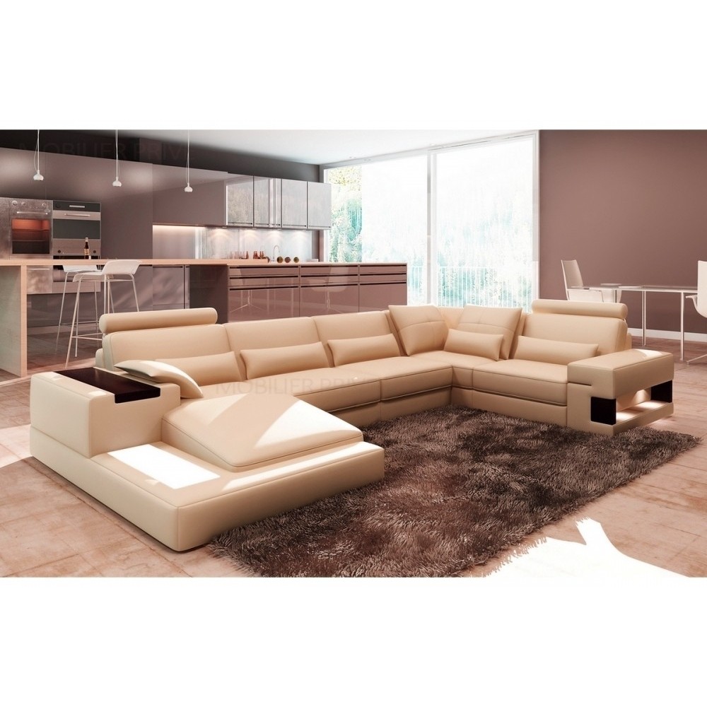 Canapé d'angle en cuir italien 7 places BEST, beige, angle droit Canapé d'angle en cuir italien 7 places BEST, beige, angle droit