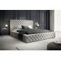 Lit 160x200 capitonné en velours luxe avec coffre, gris, PRIMO Lit 160x200 capitonné en velours luxe avec coffre, gris, PRIMO