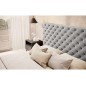 Lit 180x200 capitonné en velours luxe avec coffre, gris, PRIMO Lit 180x200 capitonné en velours luxe avec coffre, gris, PRIMO