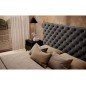 Lit 140x200 capitonné en velours luxe avec coffre, gris foncé, PRIMO Lit 140x200 capitonné en velours luxe avec coffre, gris foncé, PRIMO