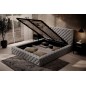 Lit 140x200 capitonné en velours luxe avec coffre, gris foncé, PRIMO Lit 140x200 capitonné en velours luxe avec coffre, gris foncé, PRIMO