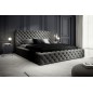 Lit 160x200 capitonné en velours luxe avec coffre, gris foncé, PRIMO Lit 160x200 capitonné en velours luxe avec coffre, gris foncé, PRIMO