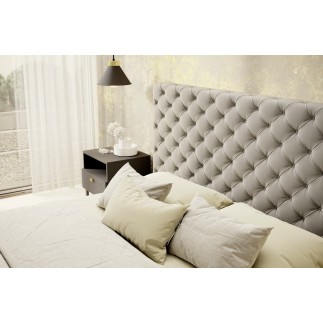 Lit 180x200 capitonné en velours luxe avec coffre, beige, PRIMO