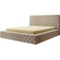 Lit 140x200 capitonné en velours luxe avec coffre, beige, PRIMO Lit 140x200 capitonné en velours luxe avec coffre, beige, PRIMO