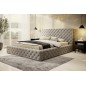 Lit 140x200 capitonné en velours luxe avec coffre, beige, PRIMO Lit 140x200 capitonné en velours luxe avec coffre, beige, PRIMO