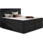 Ensemble boxspring complet tête de lit + sommiers + matelas + surmatelas BORIS de VENESETTI - tissu luxe noir - 140x200 cm Ensemble boxspring complet tête de lit + sommiers + matelas + surmatelas BORIS de VENESETTI - tissu luxe noir - 140x200 cm