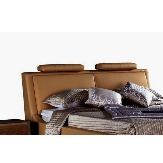 Lit en cuir italien de luxe LIVOURNE 140x190, marron.