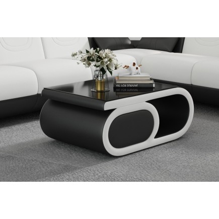 Table basse design LUXIA, noir et blanc