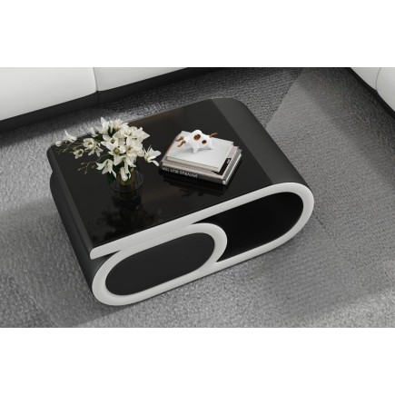 Table basse design LUXIA, noir et blanc