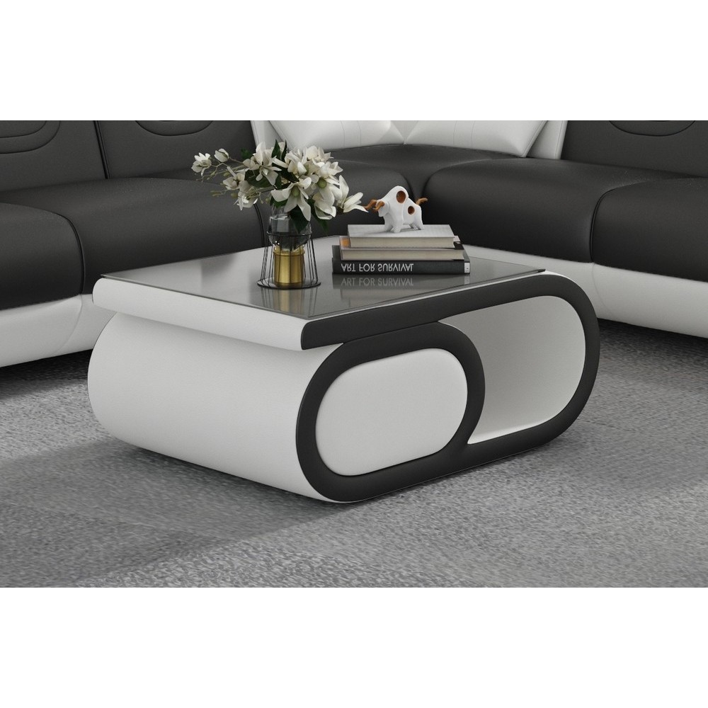 Table basse design LUXIA, blanc et noir Table basse design LUXIA, blanc et noir