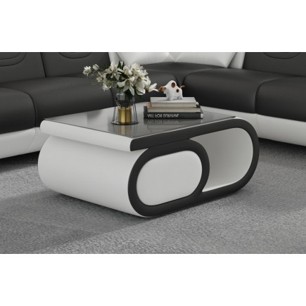 Table basse design LUXIA, blanc et noir