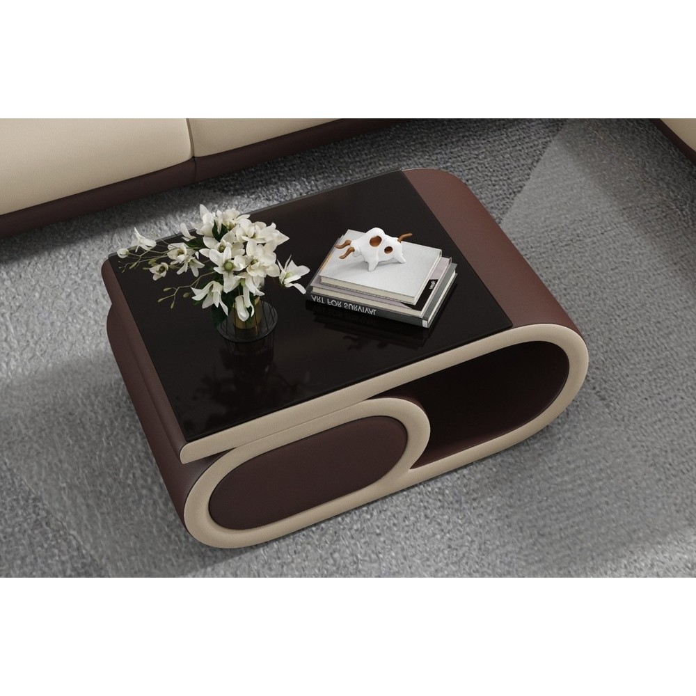 Table basse design LUXIA, chocolat et beige Table basse design LUXIA, chocolat et beige