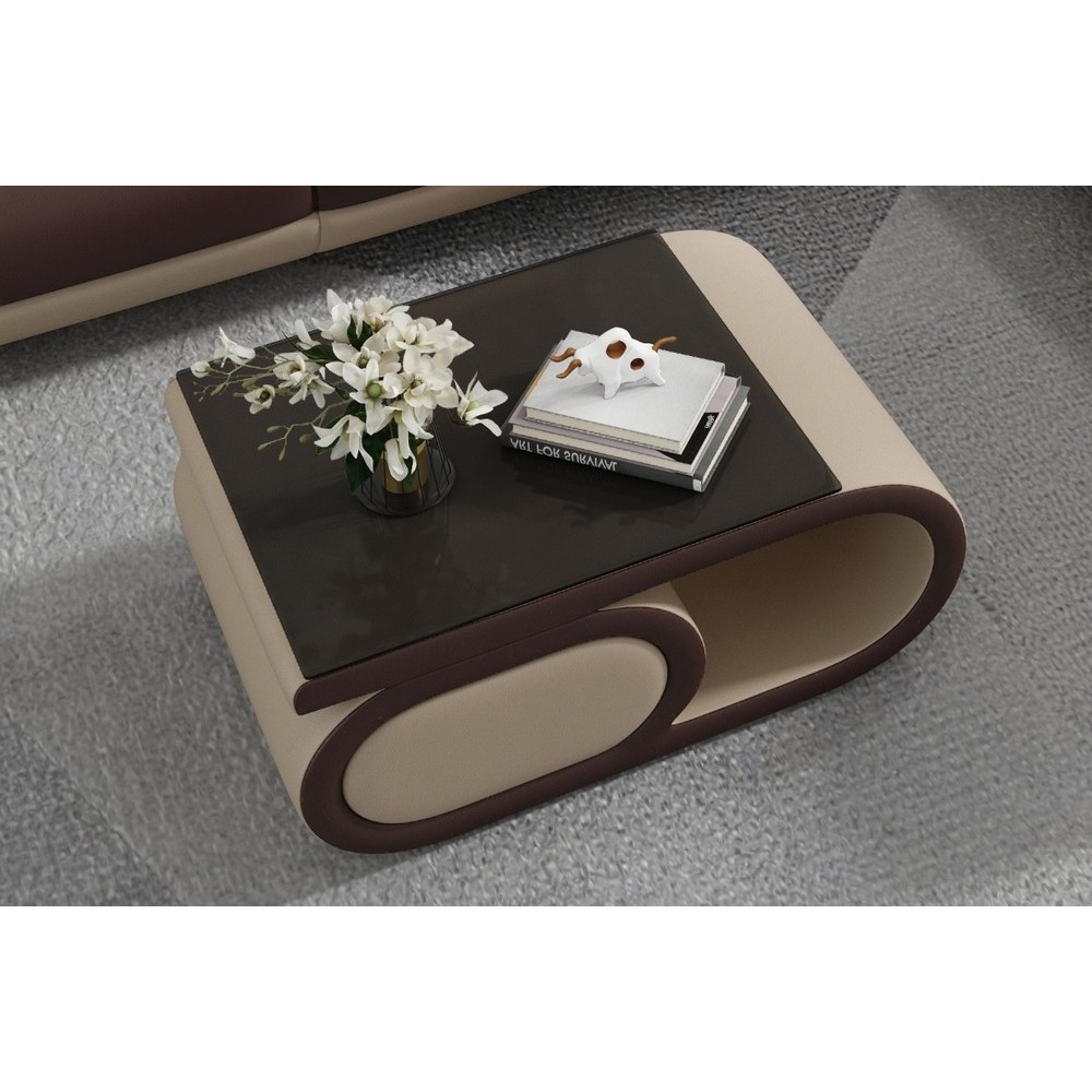Table basse design LUXIA, beige et chocolat Table basse design LUXIA, beige et chocolat