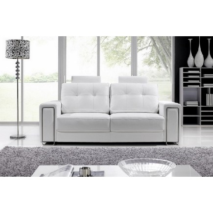 Ensemble canapé 2 places + 1 fauteuil, en cuir Prestige luxe haut de gamme italien MATIGNON, blanc