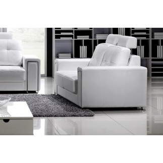 Ensemble canapé 2 places + 1 fauteuil, en cuir Prestige luxe haut de gamme italien MATIGNON, blanc