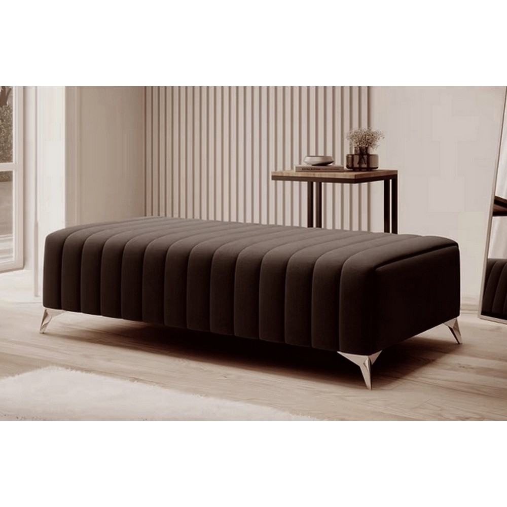 Pouf en tissu velours de qualité, LARIMO, marron foncé Pouf en tissu velours de qualité, LARIMO, marron foncé