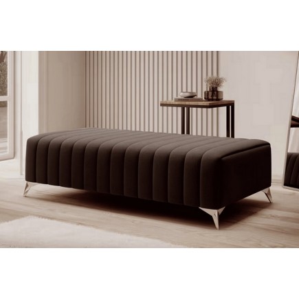 Pouf en tissu velours de qualité, LARIMO, marron foncé