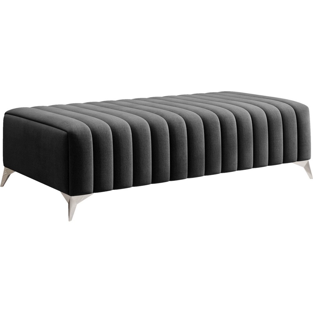 Pouf en tissu velours de qualité, LARIMO, gris foncé Pouf en tissu velours de qualité, LARIMO, gris foncé