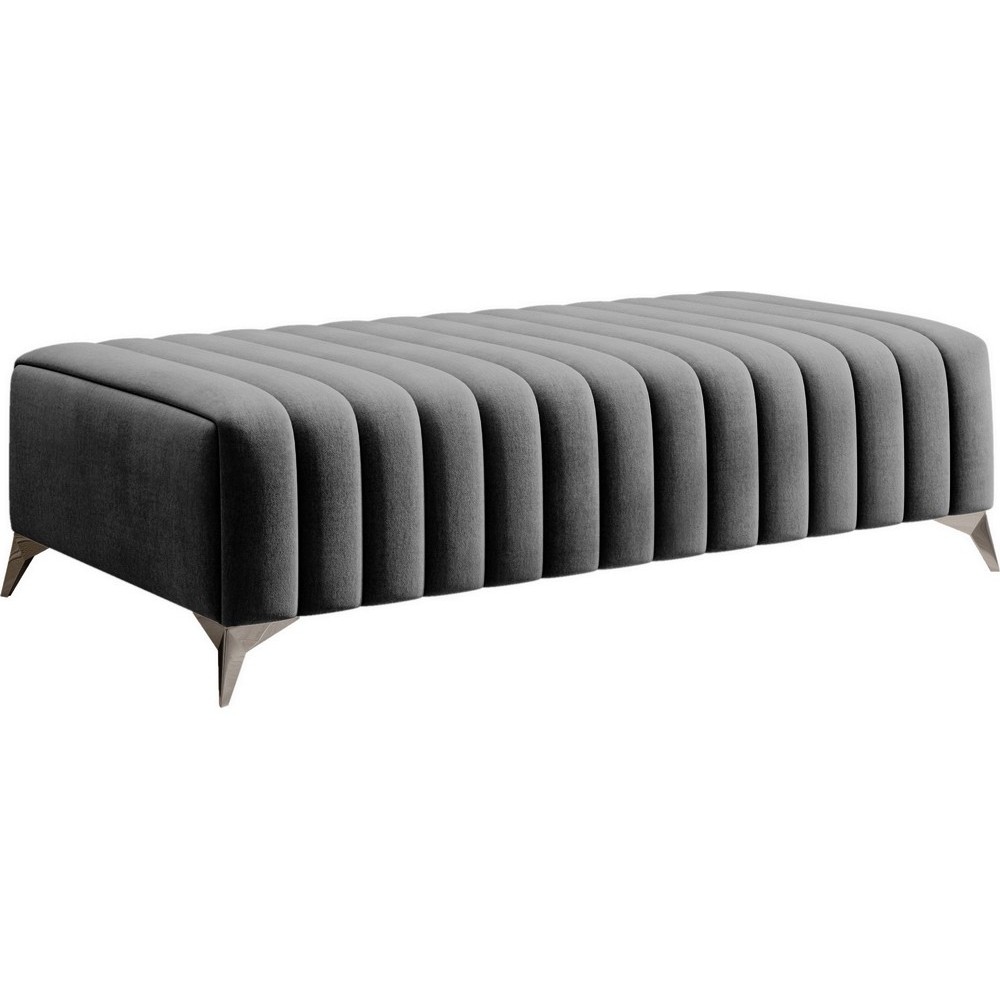 Pouf en tissu velours de qualité, LARIMO, gris clair Pouf en tissu velours de qualité, LARIMO, gris clair