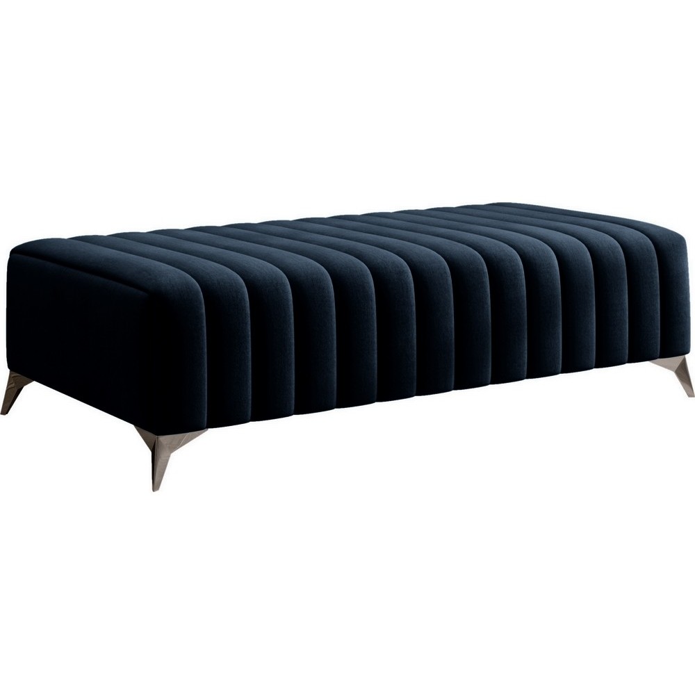 Pouf en tissu velours de qualité, LARIMO, bleu foncé Pouf en tissu velours de qualité, LARIMO, bleu foncé