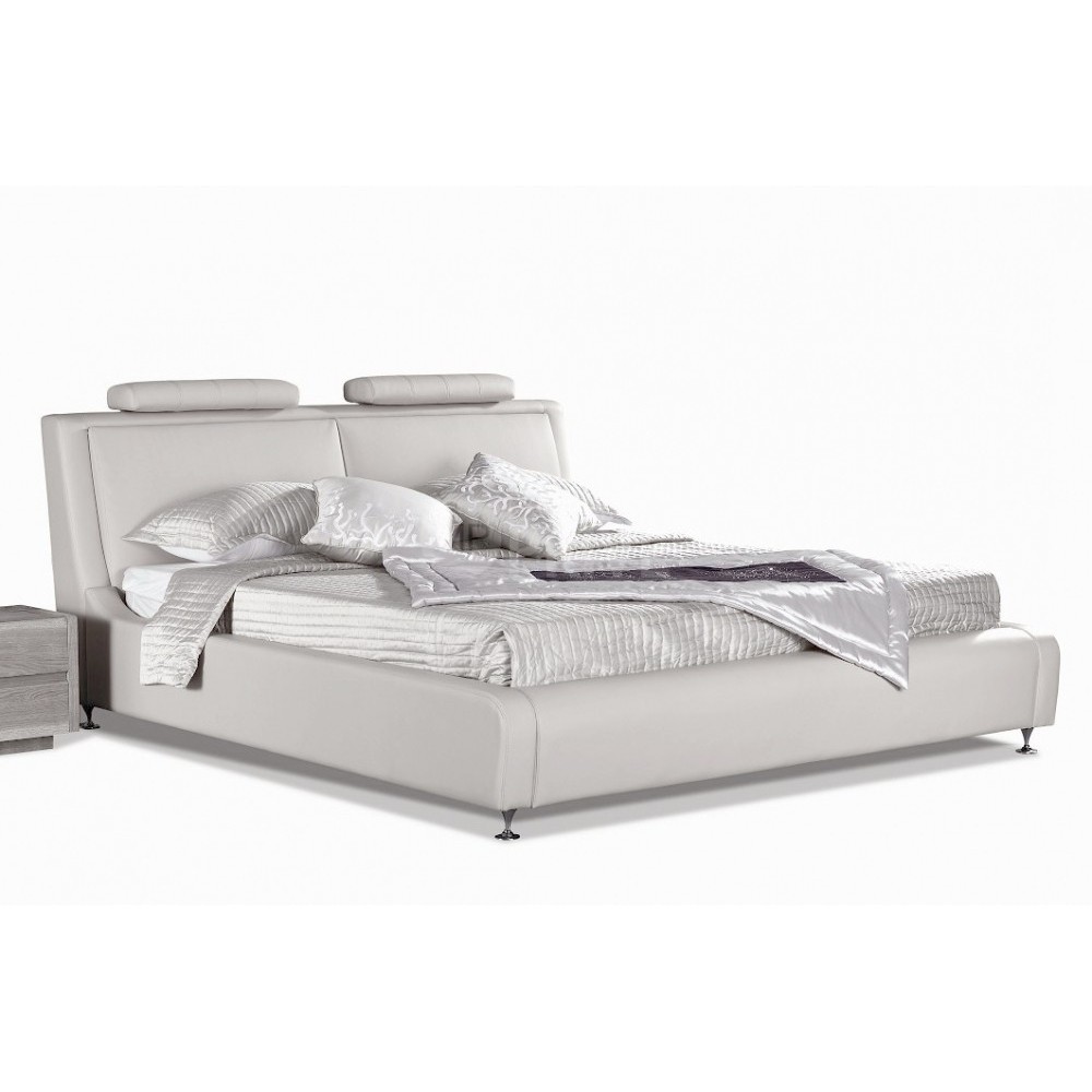 Lit en cuir italien de luxe LIVOURNE 140x190, blanc. Lit en cuir italien de luxe LIVOURNE 140x190, blanc.