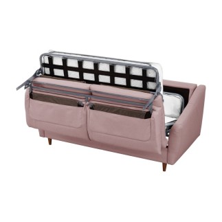Canapé 3 places convertible en tissu de luxe HANS, rose pale