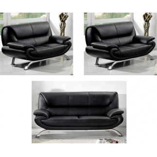 Solde de la commande : 2 Canapé 2 places en cuir italien jonah, noir et 1 canapé 3 places en cuir italien jonah, noir, total de