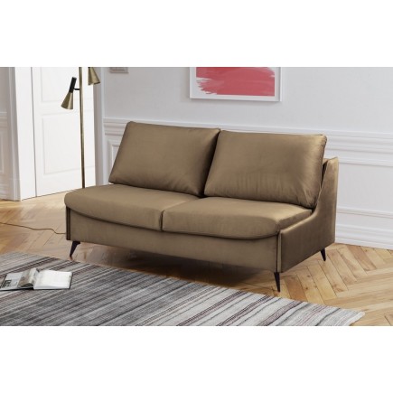 Canapé 3 places convertible en velours de luxe BOGAR, marron