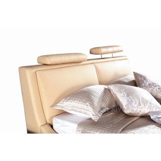 Lit en cuir italien de luxe LIVOURNE 140x190, beige.