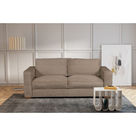Canapé 3 places convertible en velours cottelé de luxe TEX, marron